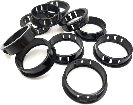 EASYEAH 1-1/2"(38mm) Black Snap-in Knockout Insulating Bushing Grommets, Plastic Cable Hole Grommets for Wiring, Round Nylon Snap in Locking Electrical Wire Cord Hose Tubing Bushings Grommets, 10pcs