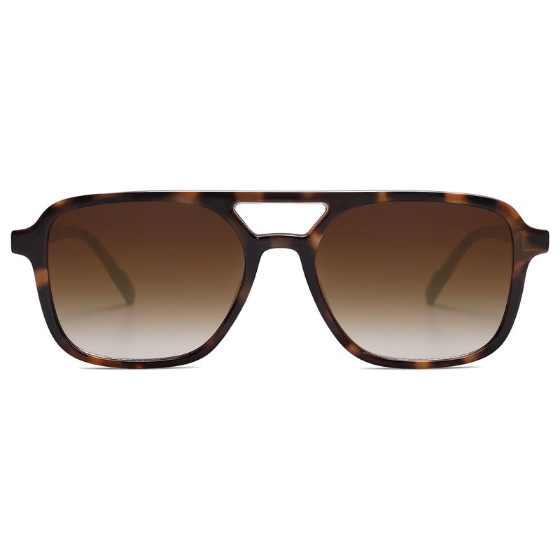 SOJOS Retro Aviator Sunglasses for Women Men,Trendy Rectangle Womens Mens Shades Sun Glasses SJ2202 Tortoise Frame Brown Grading Lens
