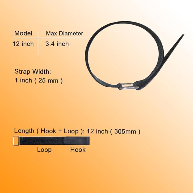 VIGAER 12 inch Reusable Fastening Cable Straps - Hook and Loop Fixing Straps - 12 Pack