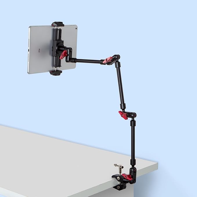GOINWAVE Magic Arm Camera Mount, 32" Aluminum Articulating Arm with Desk Clamp & Standard 1/4" Screw, Heavy Duty Overhead Tablet Stand for Video Recording, Live Streaming, Vlogging