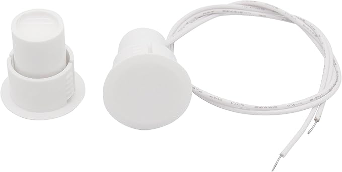 FOCMKEAS 10PCS Recessed Wired Security Window Door Contact Sensor, Normally Closed NC, Door Alarm Magnetic Reed Switch with 2 Wire, ABS White, RC-36