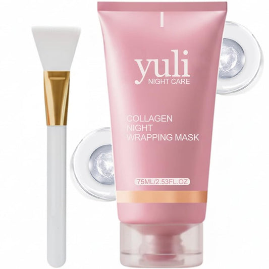 YULI collagen night wrapping mask,YURI collagen night wrapping mask,Easy Peel Off Facial Mask Skin Care night mask,Hydrating Face Mask is the Ideal Gifts for Women and Teen Girls!2.54 fl.oz (1 pcs)