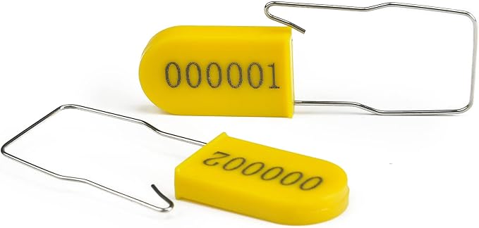 LeadSeals 500PCS Plastic Padlock Security Seals Metal Wire Padlocks Electric Meter Seal Disposable Anti-Tamper Lock Numbered Anti Tamper Tag Hasps Yellow