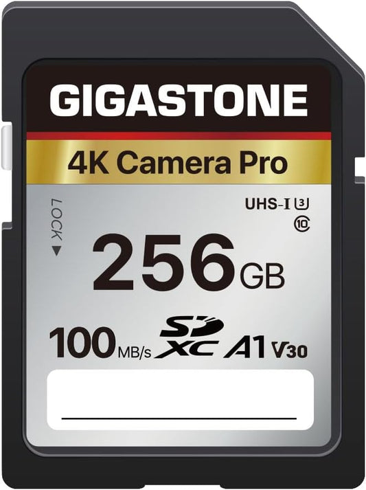【5-Years Data Recovery】GIGASTONE 256GB SD Card, 4K Camera Pro, UHS-I A1 V30 SDXC Memory Card 4K UHD Video Compatible with Digital Camera, with 1 Mini Case