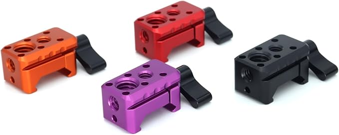 SZJELEN Cold Shoe NATO Clamp Adapter,NATO Rail Lock Clamp Mount Quick Release with 1/4" 3/8" ARRI Thread for Camera Cage Handle Monitor LED Light Microphone Magic Arm (Orange)