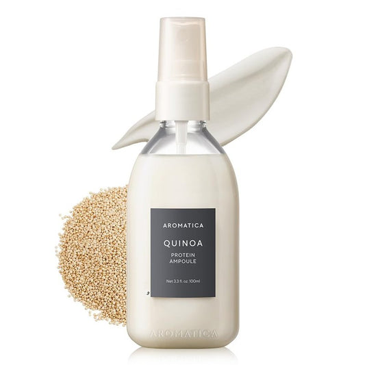 AROMATICA Quinoa Protein Hair Ampoule 3.38 fl. Oz - Vegan Protein Hair Growth Serum for Silky Hair | Nourishing Dry, Damaged Hair | Silicone Free
