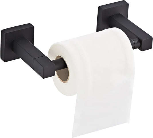 Skiennix Matte Black Toilet Paper Holder - Wall Mount SUS 304 Stainless Steel, Pivoting Double Post Design