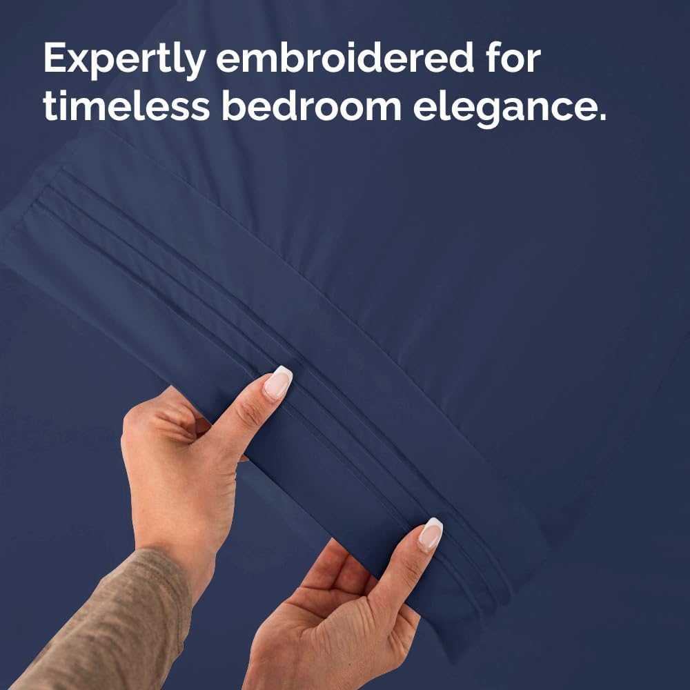 Skiennix Queen Pillow Cases Set of 2 | Ultra Soft Hotel Quality, Wrinkle-Free, Navy Blue