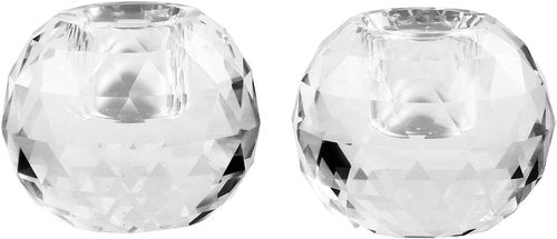 Crystal Ball Candle Holders by [Brand Name] - Elegant Taper Holder Set of 2 for Dining Table Centerpiece | Clear Decor