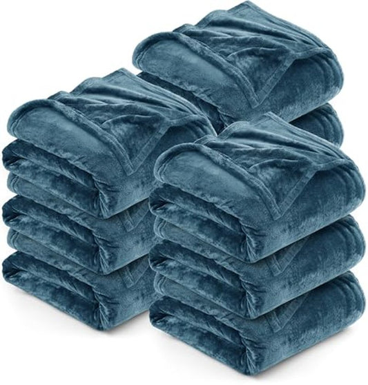 Utopia Bedding Fleece Blanket King Size Stone Blue 300GSM (90x102 Inches) Luxury Soft Bed Blanket (Bulk Pack of 9)