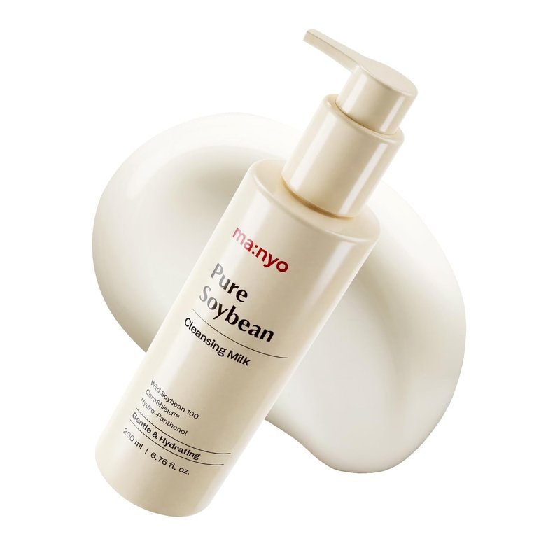 MANYO Pure Soybean Cleansing Milk - Hydrating Facial Cleanser with Hyaluronic Acid for Dry, Sensitive Skin | 6.76 fl oz (200ml)