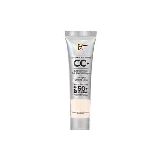 IT Cosmetics CC+ Cream Travel (Rich Cool) - Natural Full Coverage Foundation With SPF 50+, Color Corrector & Anti-Aging Hydrating Serum, Hyaluronic Acid + Peptides, Up To 24H Wear - 0.4 fl oz