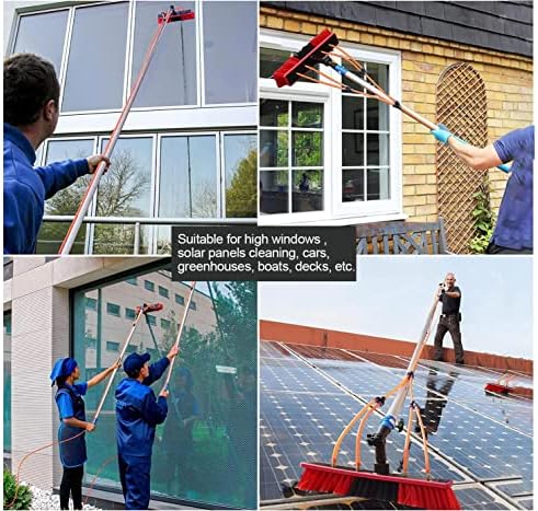 Glass Cleaning Brush Home Water Fed Telescopic Pole Kit Solar Panel Brush Rotating for Photovoltaic Panelï¼10m Telescopic Window Cleaning Pole with Extendable Solar Panel Brush Easy Installat
