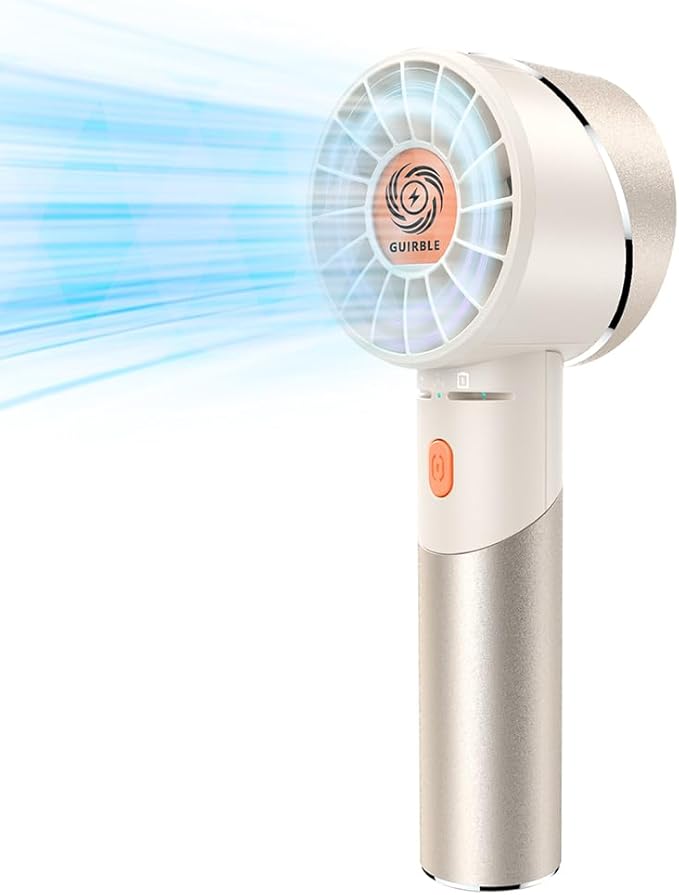 Guirble Handheld Fan,Portable Turbo Fan,Powerful Personal Fan(7000rpm High-Speed Motor,Battery Work 3-16 H),USB Rechargeable Mini Handheld Fan for Travel/Outdoor/Gift/Makeup (Beige)
