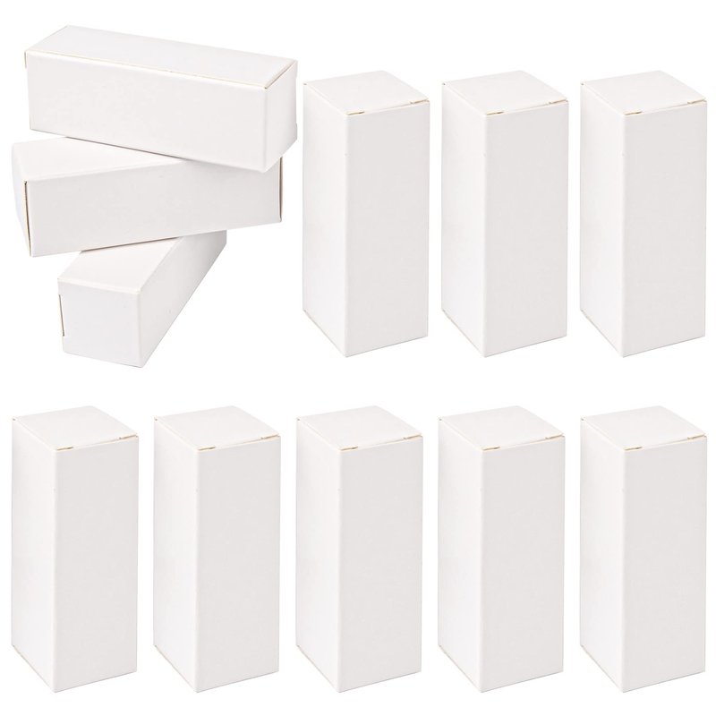 AUEAR, 50 Pack White Kraft Paper Lipstick Boxes Empty Lip Gross 3.35"x1.1"x1.1" Rectangle Balm Perfume Essence Oil Packaging Cases for DIY Gloss Gift Packing