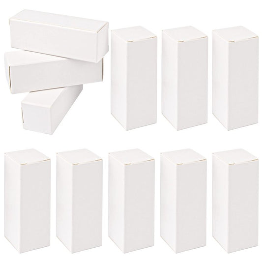 AUEAR, 50 Pack White Kraft Paper Lipstick Boxes Empty Lip Gross 3.35"x1.1"x1.1" Rectangle Balm Perfume Essence Oil Packaging Cases for DIY Gloss Gift Packing