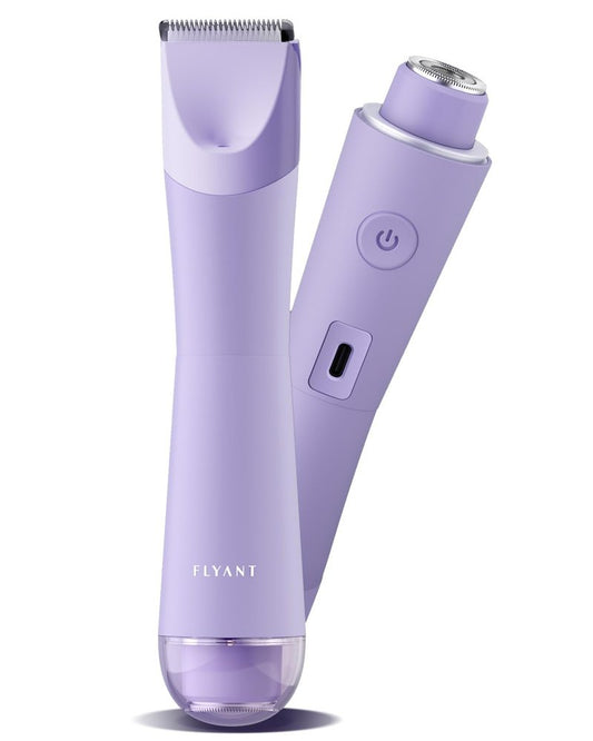 Bikini Trimmer for Women, 2 in 1 Electric Shaver for Women, Bikini RazorWaterproof IPX7 with LED, Pubic Hair Trimmer for Leg Arm Underarm Bikini Area, Pull Bows Gift Box(Lavender Dream Purple)