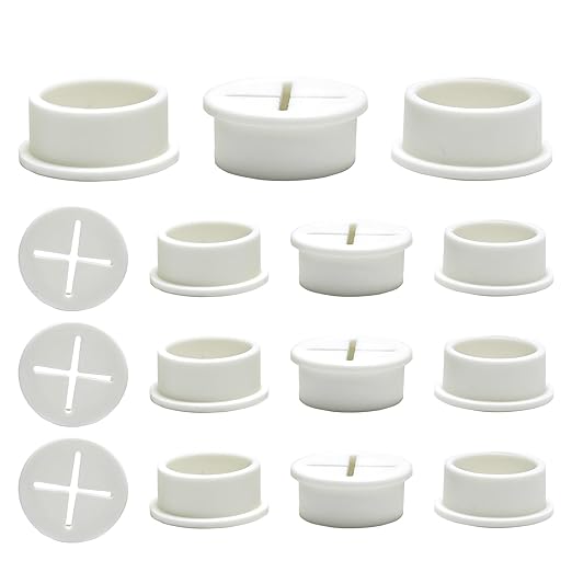 BOPOREAE Desk Grommet, 1 in 25 mm Silicone Rubber Grommets, White Desk Hole Cover for Cables, Flexible Wall Cord Pass Through Grommet for Office Table Computer Home Furniture Wire Organizer-15 Pcs