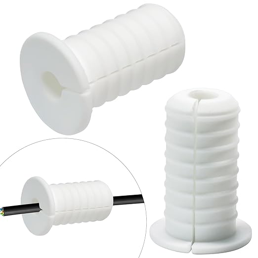 EASYEAH 2pc Starlink Cable Grommet 3/4" Silicone Anti-Slip Waterproof Wall Hole Pass Through Split Cable Bushings for TV Wire Ethernet Cord, Starlink Cable Routing Kit Accessories,38mm/1.5"Ht, White
