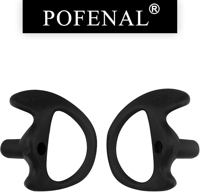 POFENAL Silicone Replacement Earmold for Motorola/Baofeng/Retavis Radios - Police Walkie Talkie & Law Enforcement Soft Earpiece Inserts (8 Pair, Black - 2L/4M/2S)