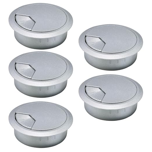 EASYEAH 5 Pcs Desk Grommet 2-1/16" / 53 mm, Desk Cord Hole Cover, Cable Grommet ABS Plastic, Desk Hole Grommet for Home & Office Pc, Detachable Adjustable Cable Cord Organizer-Silvery