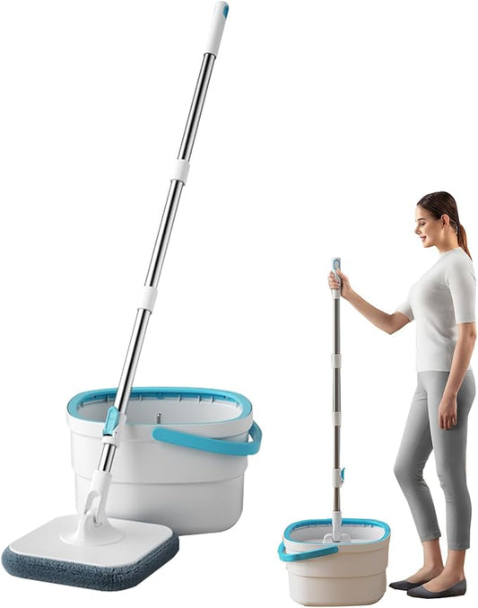 Mop and Bucket Set,Housekeeping Floor Cleaning Supplies - Mop Bucket with Wringer - for Hardwood Living Room Dining Room Kitchen Bathroom Study