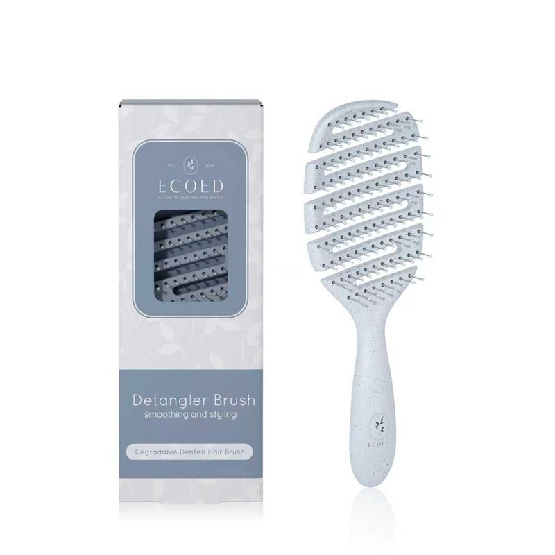Ecoed Vented Detangling Hair Brush - Smooths Curly, Thick & Straight Hair | Eco-Friendly Blue Design
