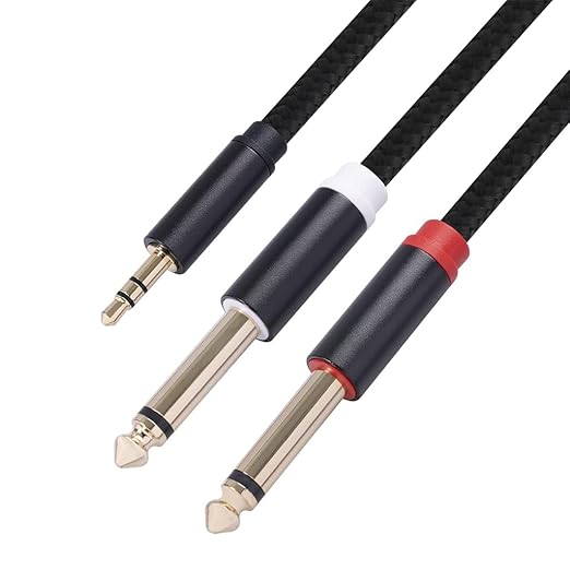 Yumiwoow 2Pack 16Ft 3.5mm TRS to Dual 6.35mm Stereo Cable 1/8 TRS to Dual 6.35mm 1/4 TS Mono Y Splitter Audio Cord Adapter for Smartphone, Mixer,PC, CD Player, Speakers and Home Stereo System