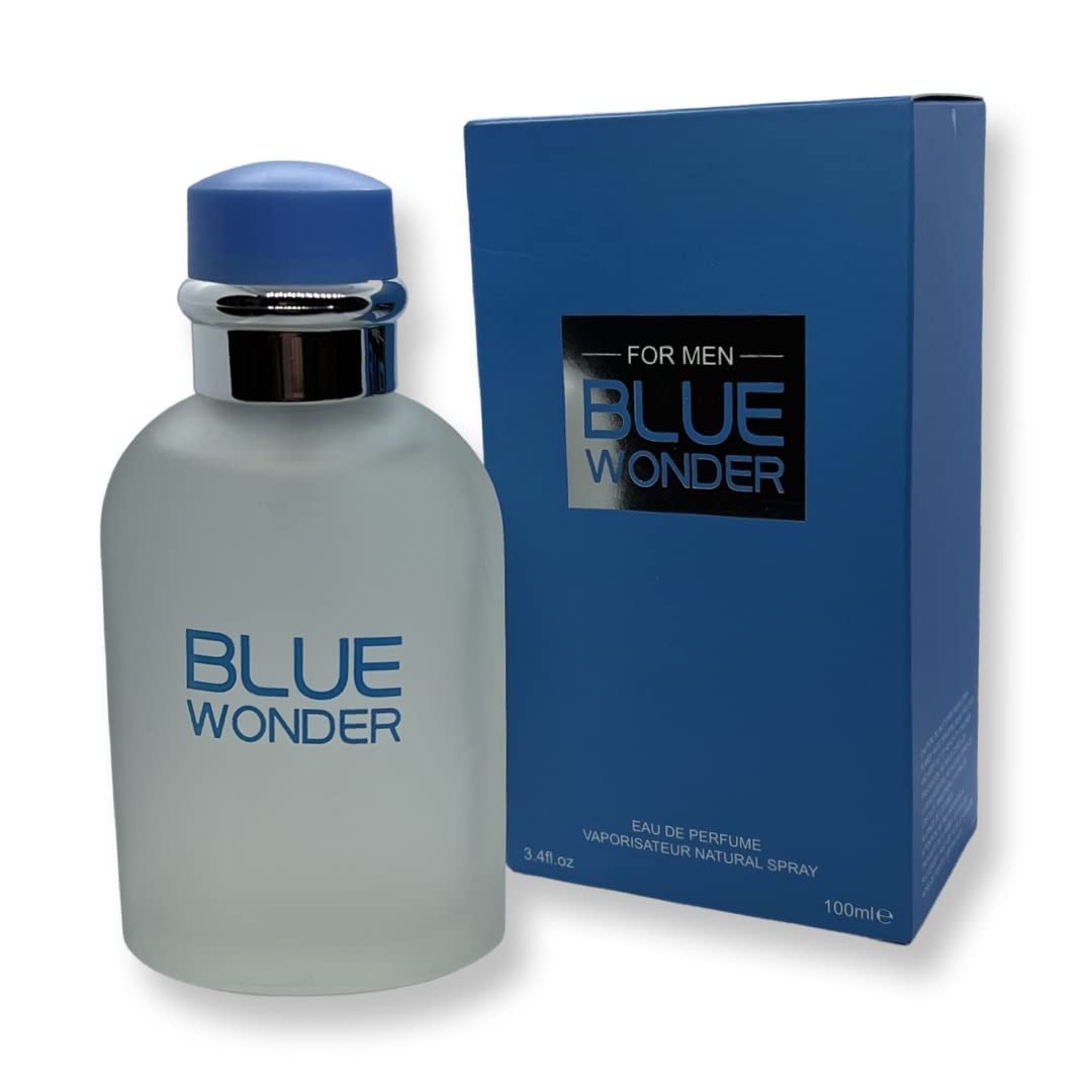 United Scents Blue Wonder For Men Eau de Parfum- 3.4 Fl Oz Fragrance - Top Notes: Grapefruit, Juniper and Bergamot