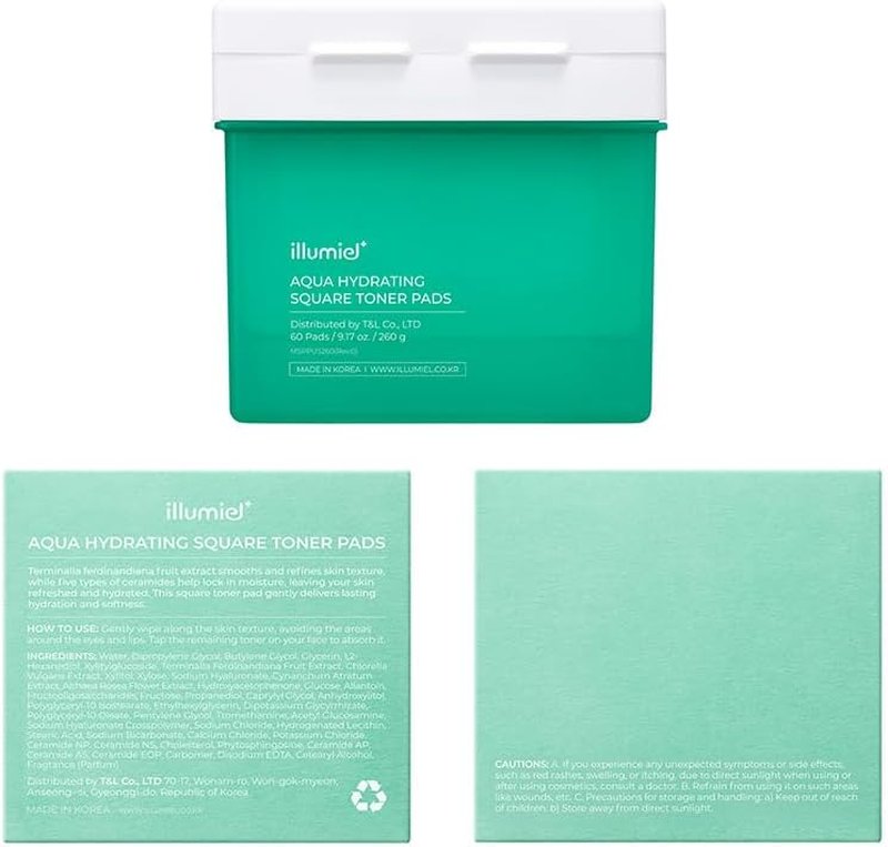 Aqua Hydrating Toner Pads - Long-Lasting Skin Moisture with Xylitylglucoside & Kakadu Plum | 60 Vegan Pads (9.17 fl. oz)