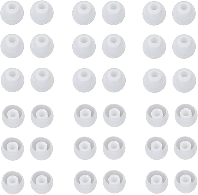 CYADCI 36 Pieces Small Earbud Tips Soft and Comfortable Ear Bud Replacement Pieces Silicone Fit Most in-Ear Headphones，Inner Hole 3.8mm -5.5mm，Small Clear White Replacement Eartips