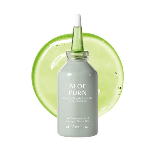 shaishaishai ALOE PDRN Cooling Repair Ampoule, 10% Vegan Collagen, 10 Types Hyaluronic Acid, Cooling Hydration & Soothing, Glow Serum, Korean Skincare, 1.69 Fl Oz