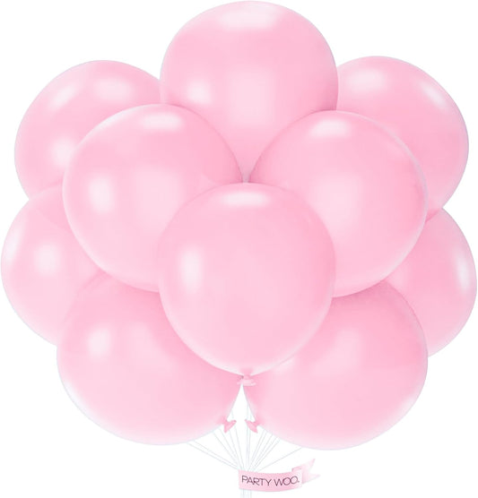 PartyWoo Baby Pink Balloons - 20pcs 18 Inch Pastel Latex Helium Balloons for Baby Showers & Parties