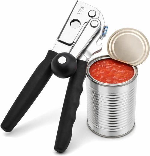 Heavy Duty Manual Can Opener by [Brand Name] - Stainless Steel Hand Crank with Magnetic Lid Lifter & Bottle Opener
