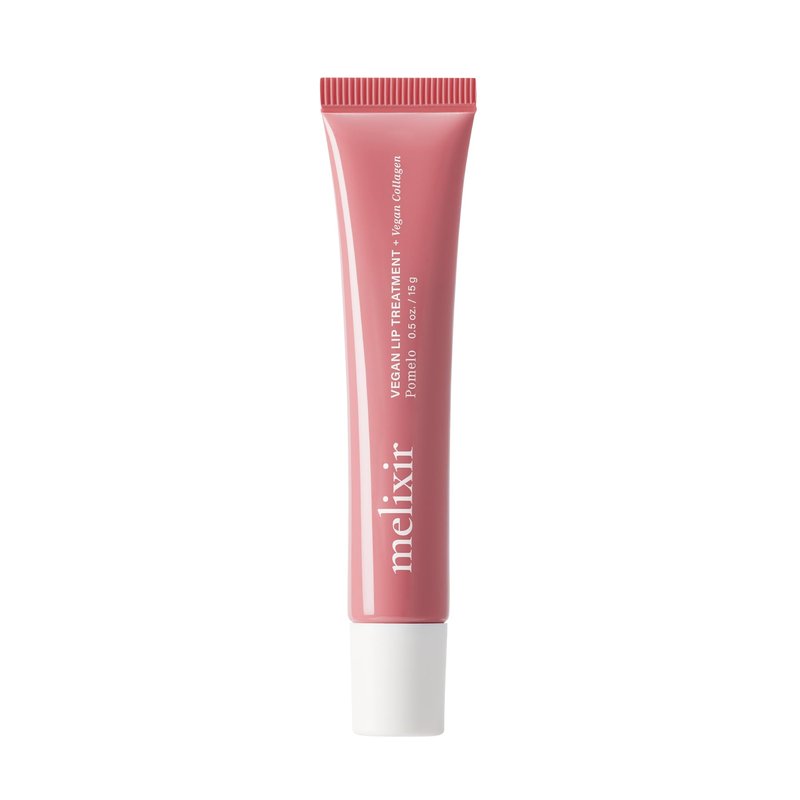 Melixir Vegan Lip Treatment, Sheer Tinted Lip Balm for Instant Hydration & Shine, Moisturizing Lip Gloss, Infused with Vegan Collagen & Jojoba Oil, Cruelty-Free, Korean Skincare-3 Pomelo(0.5oz/15g)