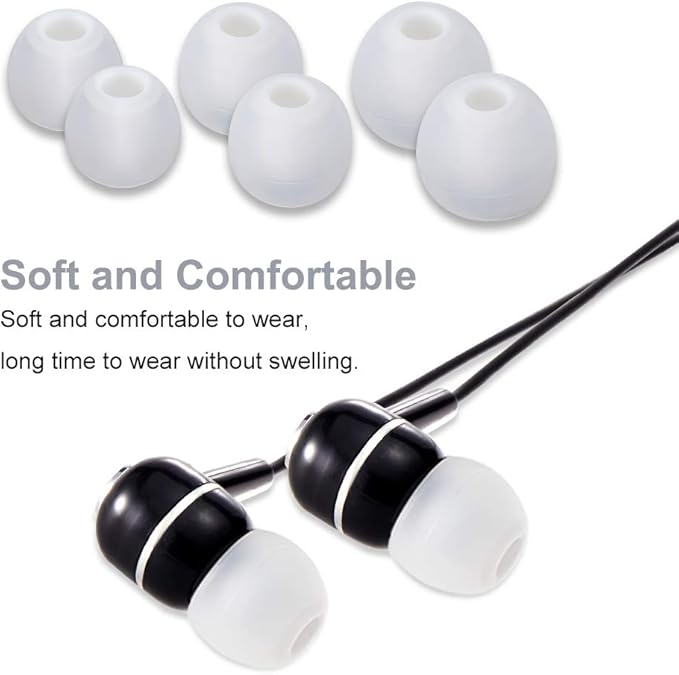 Earbud Tips High Quality Soft Silicone Earbuds Replacement Tips Fit for in-Ear Headphones(inner hole from 3.8mm - 4.0mm earphones)9 Pairs S/M/L,White