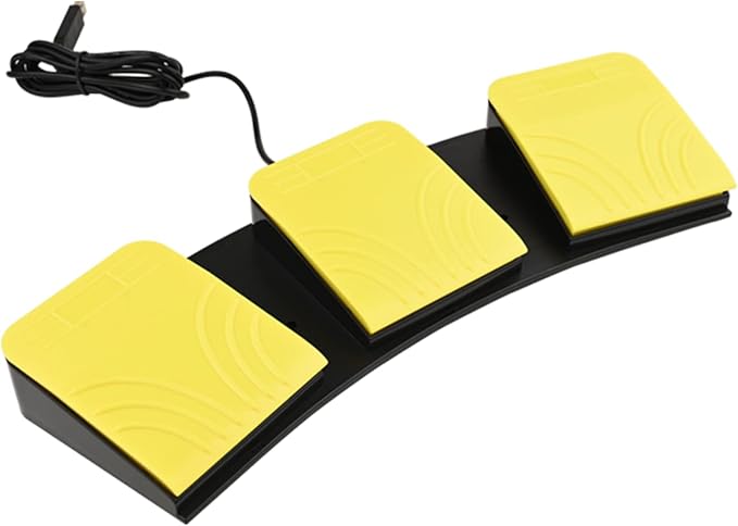 OLLGEN USB Foot Pedal for PC Gaming,Optical Control Foot Switch,Computer Map Mouse Keyboard Hotkey Combination Key Keypress Simulator Program Page Turner Transcription HID (Triple Pedal)