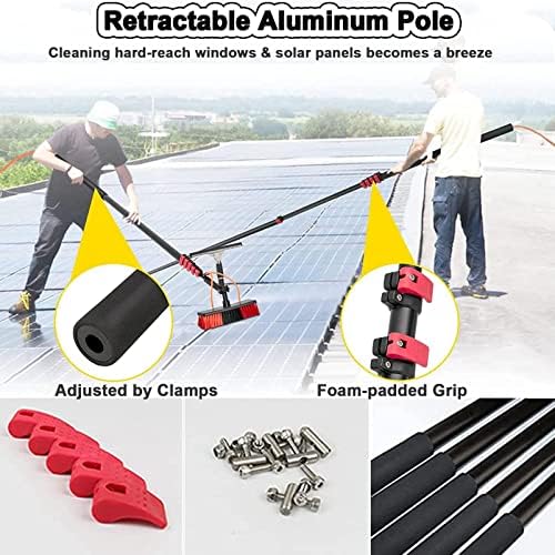 4M-12M Window Cleaning Kit, Telescopic Water Fed Pole, Extendable Brush & Squeegee for Glass, Roof, Solar Panels - Ultimate Outdoor Cleaning Solution