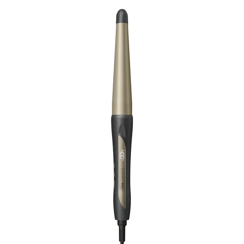 INFINITIPRO BY CONAIR Tourmaline Ceramic 1¼-Inch to ¾-Inch Tapered Curling Wand, Tapered Curling Wand Produces Beachy Waves, Dark Gray