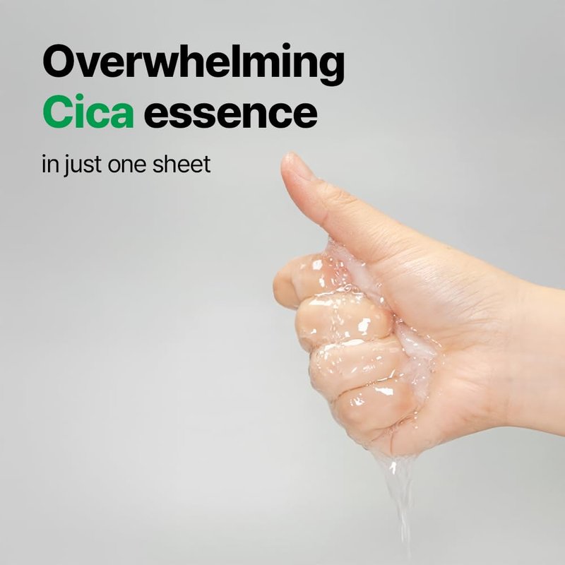 LON.G Cica Calming Authentic Glow Sheet Mask - Skin Soothing for Sensitive Blemish Troubled skin, Heartleaf, centella asiatica extract, hydration, skin barrier, Korean skincare, 10 sheets/0.7 oz