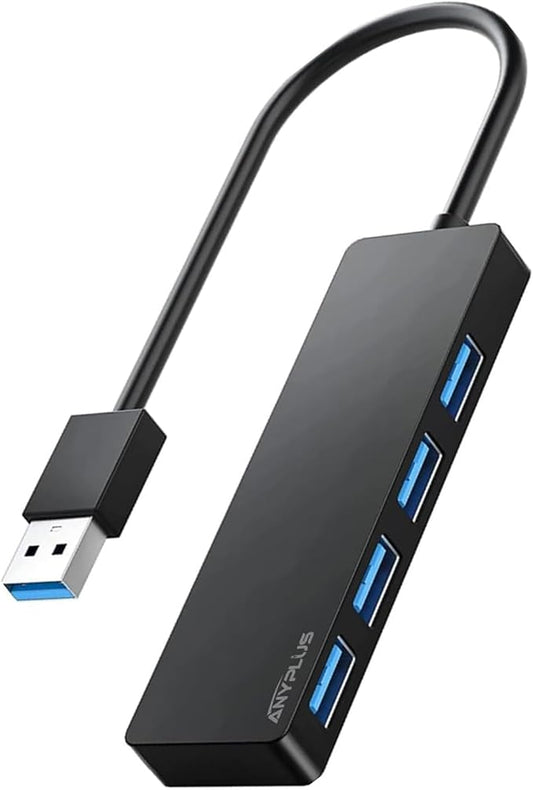 ANYPLUS USB 3.0 Hub, 4 Port USB Hub Splitter,Portable USB Adapter Mini Multiport Expander for Desktop, Laptop, Xbox, Flash Drive, HDD, Console, Printer, PC, Keyboards, HP, Dell