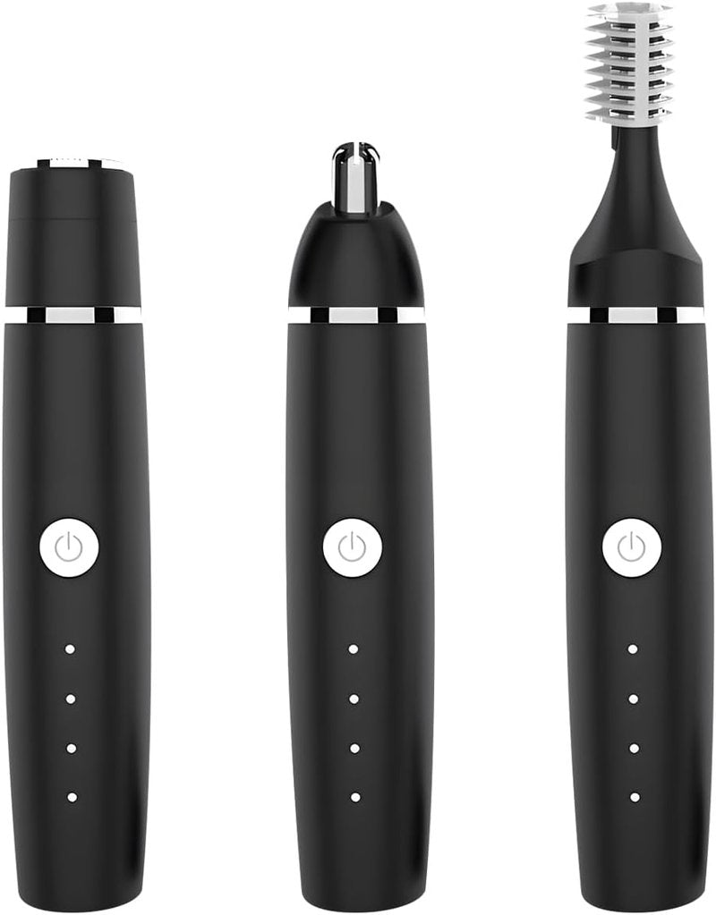 Nose Hair Trimmer - 3-in-1 Electric Shaver for Men & Women | Waterproof & Rechargeable, Portable Design (Black)