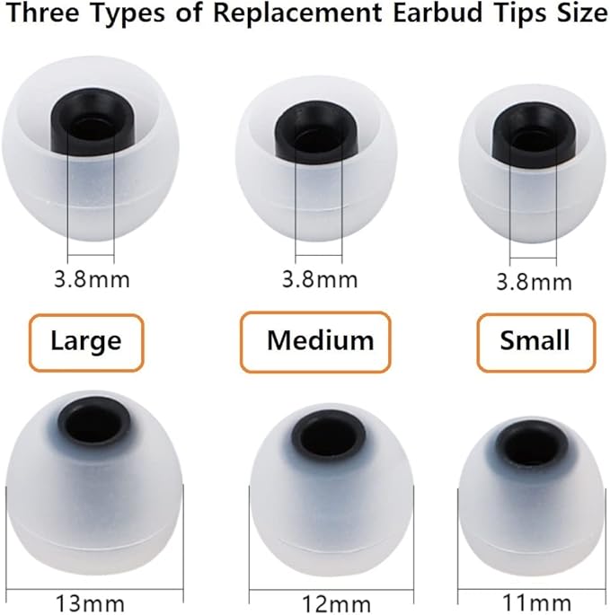 CYADCI Earbud Silicone Ear Tips Replacement Earbuds Gels for Popular In-Ear Headphones Other Inner Hole 3.8mm - 5.1mm 9 Pairs S/M/L