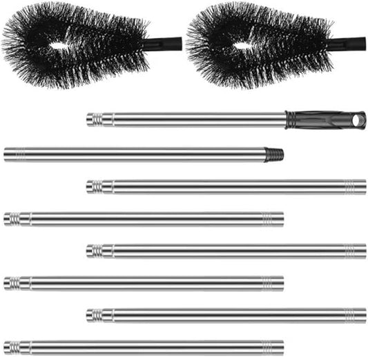 Telescopic Gutter Cleaning Tool With Flexible, Bendable Brush Head For Efficient Removal Of Leaves And Debris From Roofs