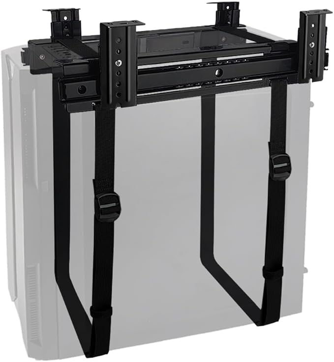 FEYRUN Under Desk Slide Out PC Mount with Anti-Scratch Sponge, Adjustable CPU Holder Bracket for Computer Tower (Black (Slide Access))
