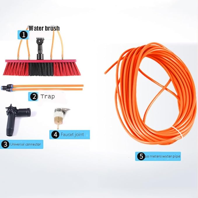 Window Cleaning Pole,High-Altitude Cleaning Brushes,Water Fed Telescopic Brush Conservatory Roof Cleaning Tools for Photovoltaic Panel Cleaning,55cm Brush Head,5.4m