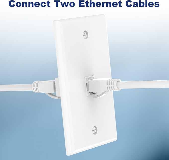 VCE Ethernet Wall Plate (UL-Listed), 1-Port CAT6 Wall Plate and Jack, RJ45 Keystone Outlet with Single Gang Low Voltage Mounting Bracket, White 2-Pack