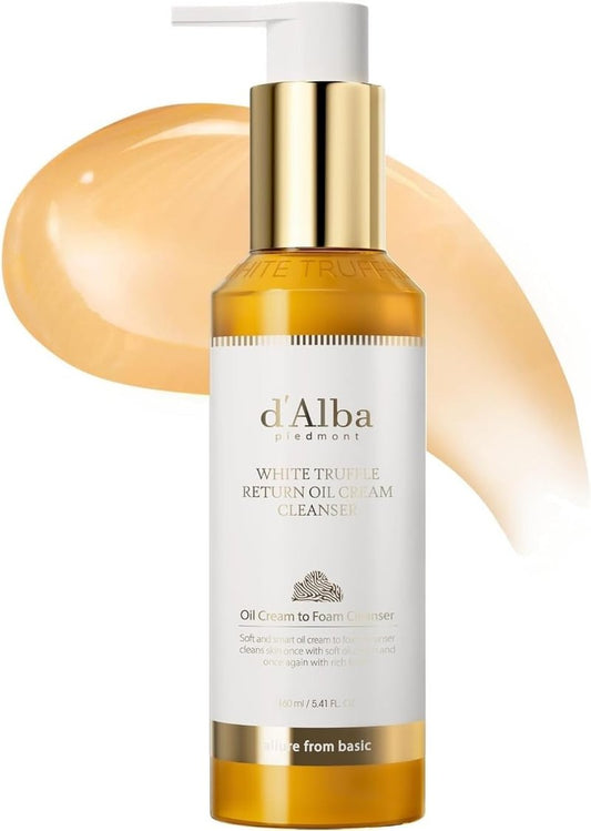 d'alba Piedmont White Truffle Return Oil Cream Cleanser, Vegan Skincare, Easy One Step Cleanser for Sebum & Makeup Removal, Hydrating Cleanser, for Sensitive Skin, Korean Skin Care