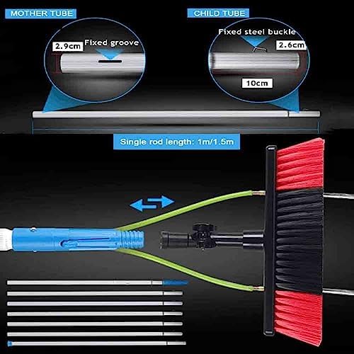 Telescopic Window Cleaning Pole 10-39ft with Water Fed Brush, 30cm/50cm Large Head for Roof & Exterior Cleaning, Extendable for High Reach, Efficient & Durable Tools