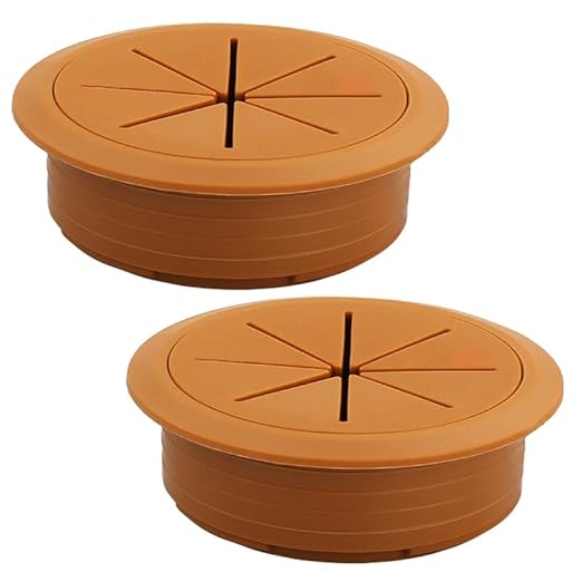 EASYEAH 2 Pcs Desk Grommet 3-1/8" / 80 mm, Desk Hole Cover for Cables Brown, Cable Grommet ABS Plastic, Desk Hole Grommet for Home & Office Pc, Detachable Cable Cord Organizer